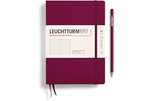 LEUCHTTURM1917 - Notebook Hardcover Medium A5-251 Numbered Pages for Writing and Journaling (Port Red, Dotted)