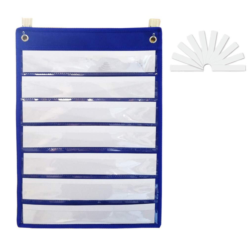 STOBOK Classroom Pocket Charts Magnetic Teaching Chart 7 Layer Clear Pouch Refrigerator Whiteboard Planner Wall Hanging Bag For Office Home