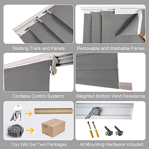 LETAU Sliding Panels Track Blinds, Upgrade Light Filtering UV