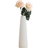 6.5Inch Ceramics Flower Bud Vase Decorative Floral Vase Small Narrow Neck Vases for Table Bedroom Living Room Office Desk(White)