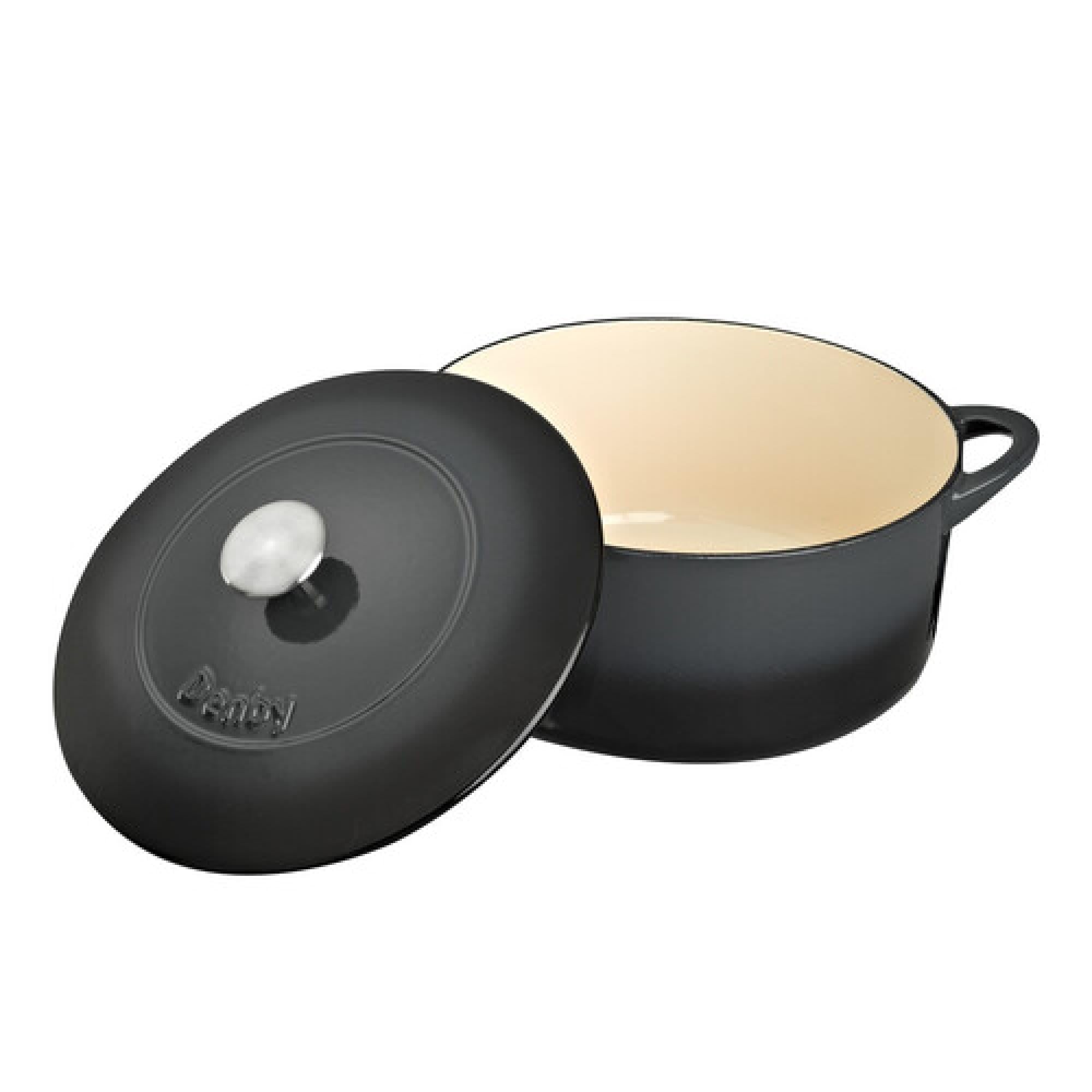 Denby - Halo Black Cast Iron Casserole Dish - 5.2L Capacity Dutch Oven, Oven Safe Pot, Suitable For All Hob Types - Premium, Enamelled - Dishwasher Safe Cookware - 26cm, Round — image 1