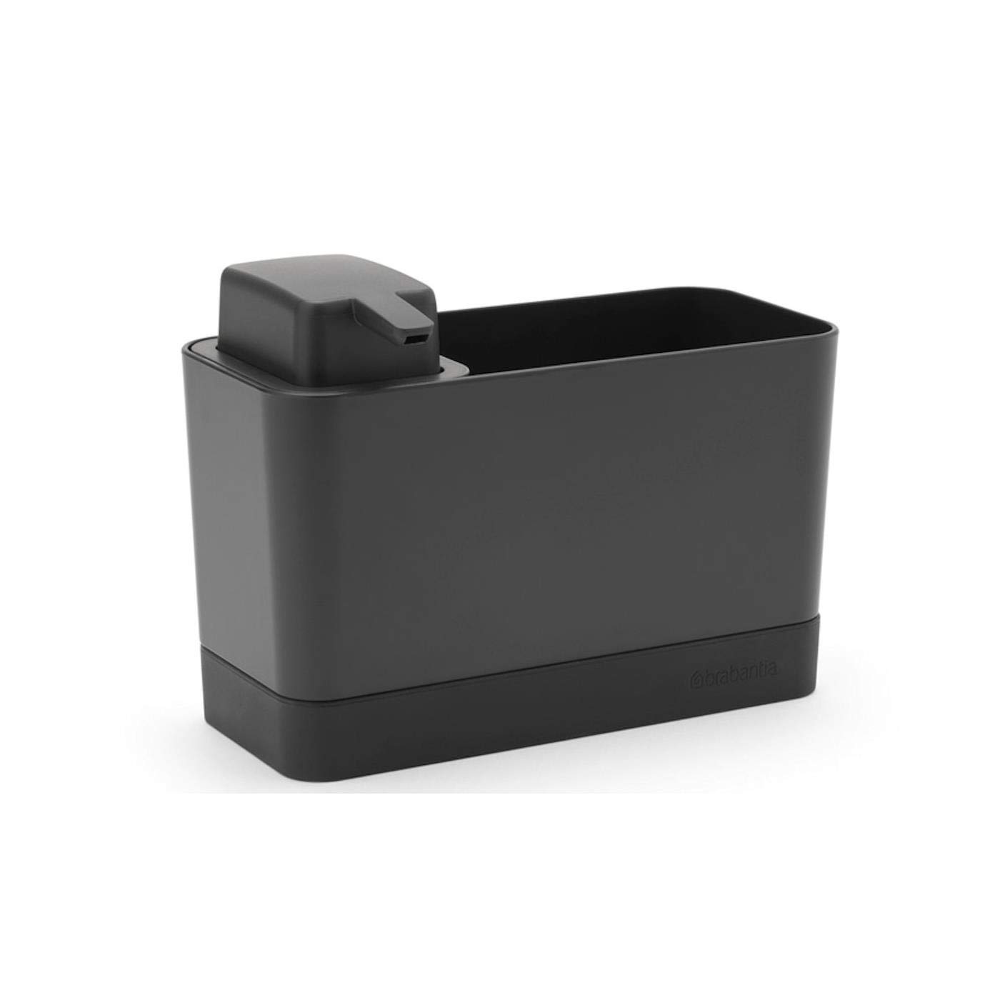 Brabantia Kitchen Sink Organiser Set with Soap Dispenser (Dark Grey) Cloths/Sponge Storage Holder + Refillable Handwash Pump (250ml)
