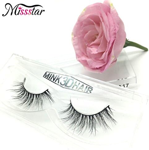 Misstar 3D Mink Fur Fake Eyelashes 100 Seberian Mink Fur Handmade Luxurions Thick Strip Natural-Looking Eyelashes 2 Pairs/Lot A17