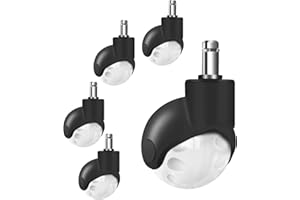 2" Ball Caster Wheels, Hirate 360 Degree Rotation Universal Ball Casters with Nylon Cover for Office Furniture Chairs Replacement Casters Smooth Rolling 7/16" x 7/8", Set of 5, White