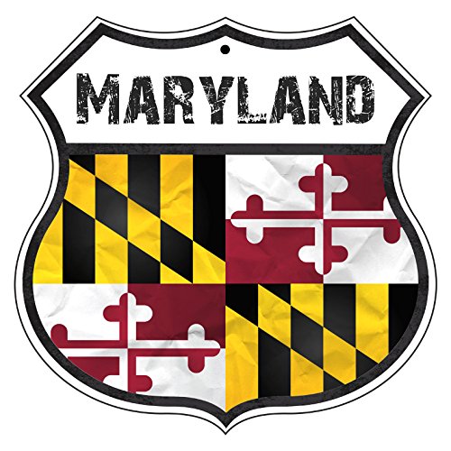 MARYLAND State Province Flag Novelty Highway Vintage Retro Wall DÃ©cor Shield Metal Aluminum Sign