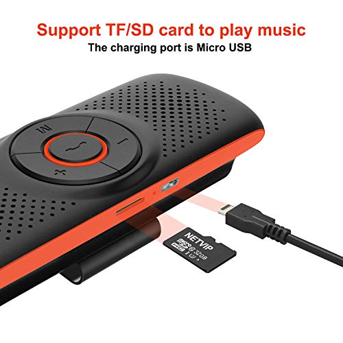 Bluetooth Handsfree Car Speaker, Upgraded Wireless inCar Speakerphone Visor Clip Stereo Music