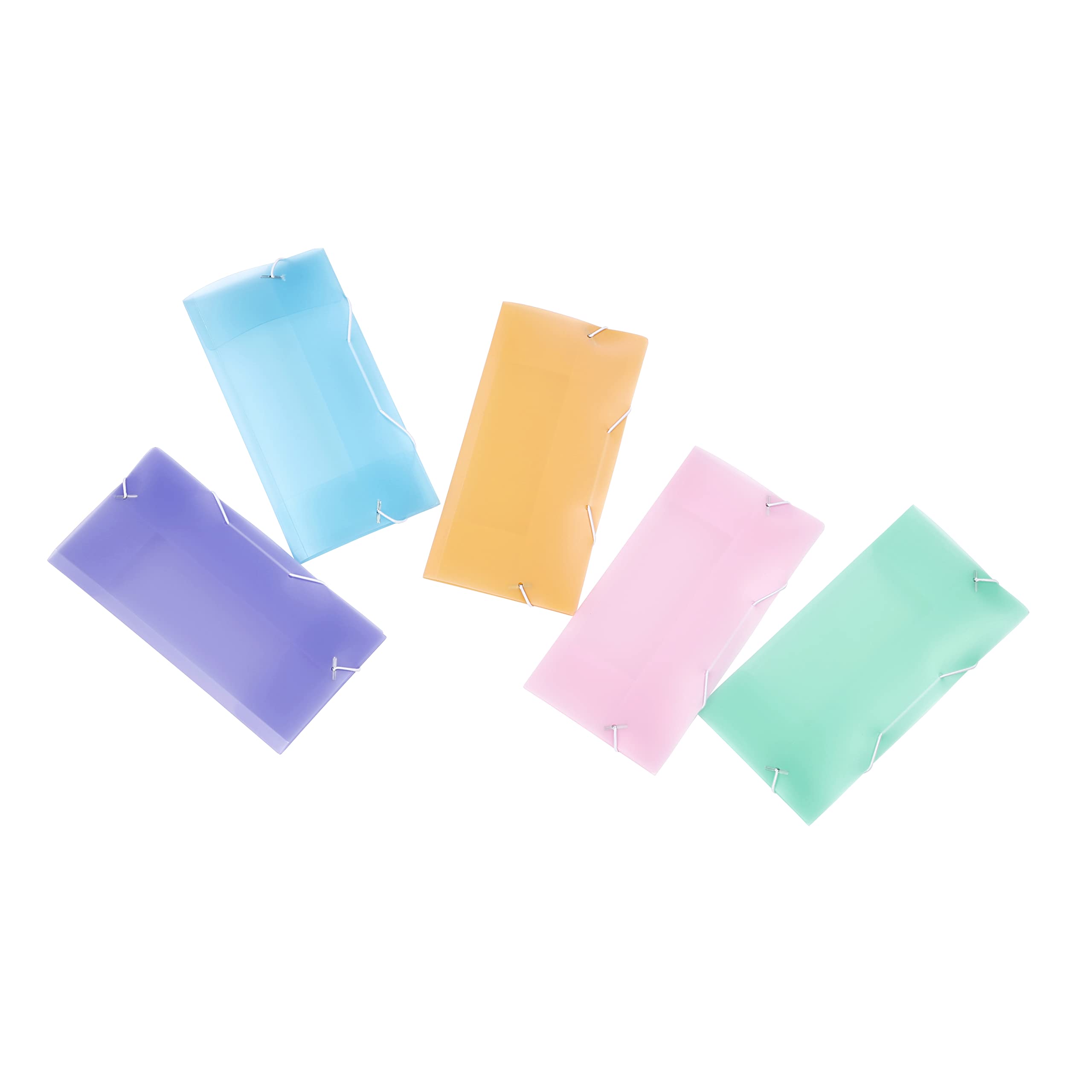 Viquel - Propysoft Pack of 20 mini Plastic Sleeves 12 x 23.5 cm - 3 Flaps, Cheque Format - Assorted Pastel Colours