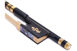 AMZZ 4/4 Professional Carbon Fiber Violin Bow - Full Size Orchestra Bow with Mongolian Horsehair & Fleur-de-Lis Design, Pro-Grade Low-Maintenance for Concert Levels