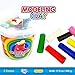 JUGGLEPIE Colorful Modeling Clay Set for Kids|Bulk Pack of 1.1 lb - Art Toys for Creative Children - 7 Round Sticks of Clay with Bucket and Lid - Soft Easy to Mold, Non-Hardening, Non-Toxic