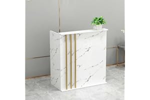 Modern Wood Reception Desk with Spacious Lockable Drawers, Elegant Front Counter for Salons, Cashier Front Desk, Office Recep