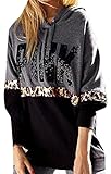 HANA+DORA Womens Long Sleeve Printed Hooded Sweater Black XL