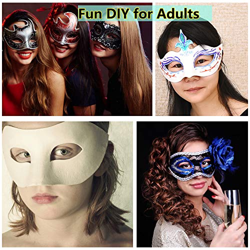 Timeek 14 PCS DIY White Masks Paper Half Face Masquerade Masks Craft Mardi Gras Mask Plain Mask Paintable Blank Christmas Party Mask
