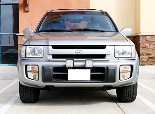 iJDMTOY Miniature Front Bumper License Plate Mount Bracket Holder For Off-Road Lights, LED Work Lamps, LED Lighting Bars, etc (Black Finish)