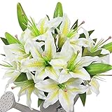 AmyHomie Artificial Flowers, Artificial Lily, Fake Flowers for Wedding Decoration, Easter Decorations Silk Flower