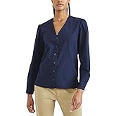 Dockers Womens Classic Fit Long Sleeve V-Neck Shirt