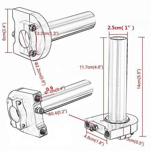 Yibid Motorcycle 7/8" Handlebar Antiskid Rubber Hand Grips and Twist Quick Throttle Tube Lever Control for 22MM Honda Yamaha Motorcross Scooter Custom Sport Street Bike (Black) - Thumbnail 5