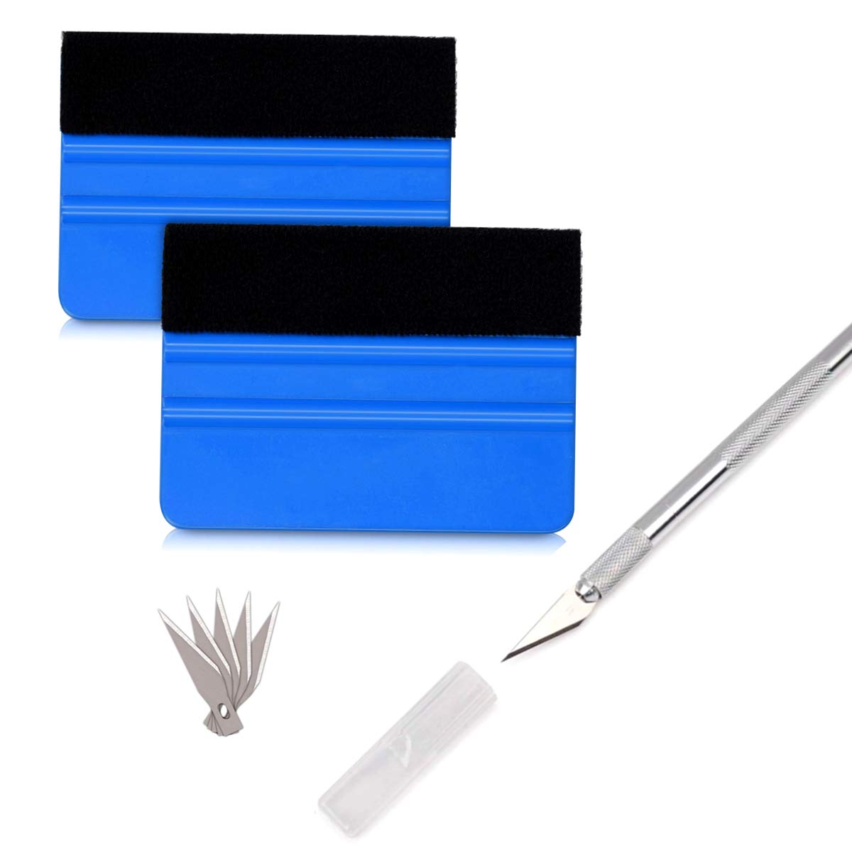 Vinyl Wrap Tool Kit, GetALift Window Tinting Tool Wallpaper Smoothing Kits Glass Protective Film DIY Applicator with Soft Felt Edge Squeegee, Precion Trim Tool and 6pcs Trim Replacements