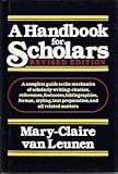 A Handbook for Scholars, Van Leunen, Mary-Claire, 0195069536