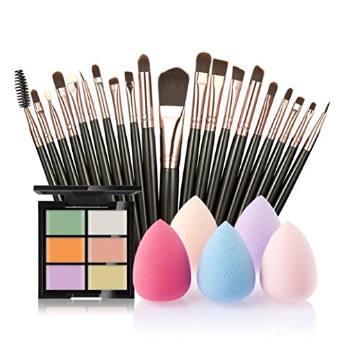 YJYdada 6-Color Concealer +20 Makeup Brush + Water Puff Puff Powder Puff (D)