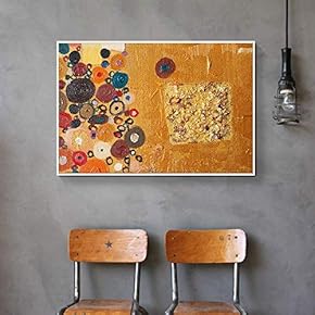 Framed Canvas Wall Art for Living Room, Bedroom Gold Palette Abstract Painting V Canvas Prints for Home Decoration Ready to Hang - 16x24 inches