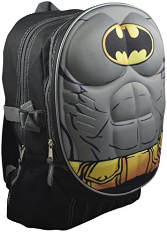 Marvel DC Comics Superheroes Domed Shaped 3D Pop Out Boys' 16" School Book Bag w/ Bonus Coloring Book (Batman)