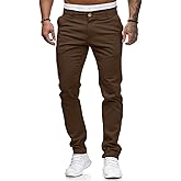 Mens Chinos Slim Fit Stretch Flat-Front Skinny Dress Pants
