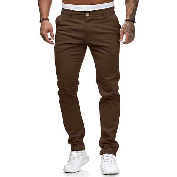 Gypsohila ジプソフィア/ Stylish Chino Pants Mens Chinos Slim Fit Stretch Flat-Front Skinny Dress Pants