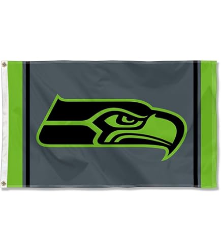 Bandiera Ufficiale NFL Seattle Seahawks 4x6 Piedi - Poliestere Resistente Con Doppi Occhielli, Serigrafata - 5