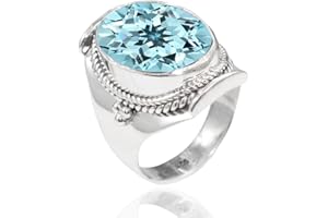 Solid 925 Sterling Silver Ring For Unisex Genuine Aquamarine Ring Sterling Silver Engagement Ring September Birthstone Oval G