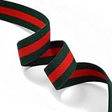 Ribbon 3/4 (20mm) Elastic Stretch Trim for Stretch Elastic Band, headband, hand band and waist belt by 2-yards, Green/Red, TR-11419