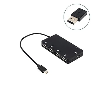 Yeung Qee 4 Port Micro-USB OTG HUB Power Lade Adapter Kabel für Windows Tablet, Android Smartphone, Kartenleser für und Table