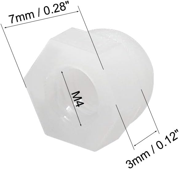 sourcing map M4 Cap Nut, Hex Acorn Dome Head Nuts for Screws Bolts Nylon White 10 Pcs - Image 3