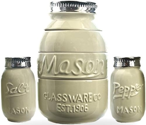 Cooking Upgrades Mason Jar Measuring Cups Salt and Pepper Shaker Kitchen Baking Set Vintage Rustic Antique Farmhouse Look and Design (Rustic Green)