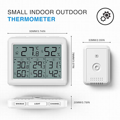 AMIR Indoor Outdoor Thermometer, Digital Hygrometer Thermometer with 3