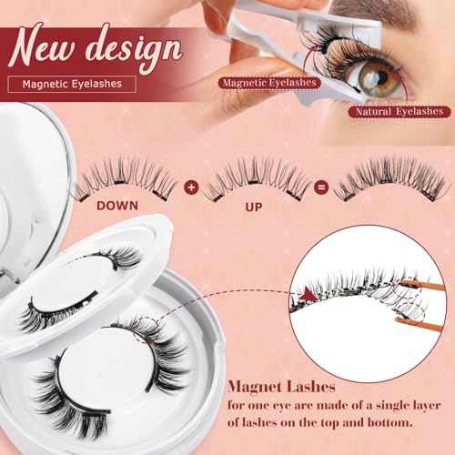 Higu Clace Kit Di Ciglia Magnetiche Con Applicatore, Ciglia Magnetiche Naturali Senza Colla, Facili Da Indossare Per Principianti (Stile HI)