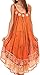 Sakkas 15009 - Alexis Embroidered Long Sleeveless Floral Caftan Dress / Cover Up - Burnt Orange - OS