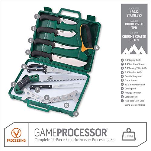 OUTDOOR EDGE Game Processor, 12Piece Hunting Knife Set, Field Dressing & Game Processing Kit
