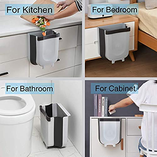 Kitchen Hanging Trash Can, Collapsible Trash Bin Small Compact Garbage