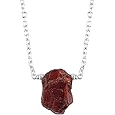 NJCRAFT Raw Gemstone Pendant Necklace for Women |Natural Healing Crystal Rough Pendant 15–25 Carat | 8–14 mm Stone |Silver Plated Chain 16+2 Inch Adjustable | Gift Jewelry