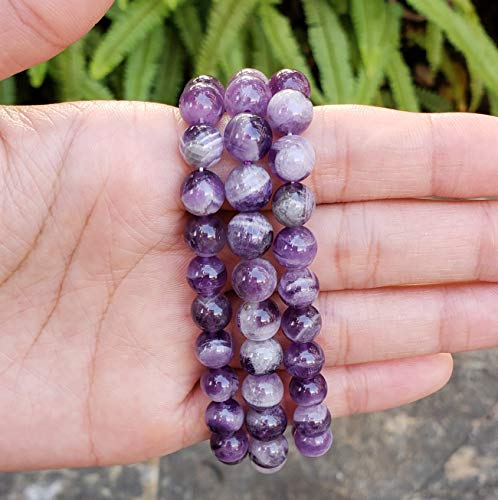 2 Natural+Amethyst+Bracelet+Gemstone+Stretchy