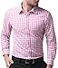 Casual Fashion Smart Dress Shirt for Men Solid Long Sleeve Plaid Slim (XL) KL-4, Pink
