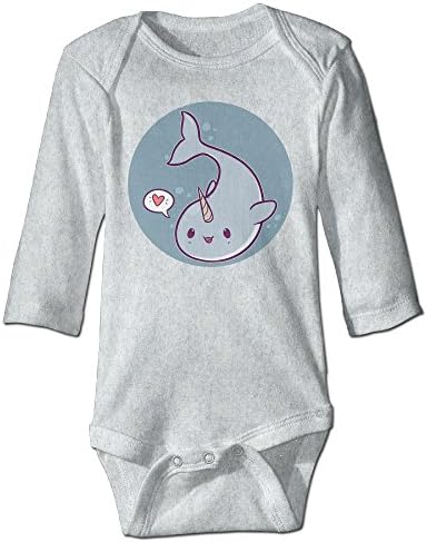 Itongquy The Lovely Narwhale Fashion Newborn Baby Suit Climb(Long Sleeve) 6 M Ash