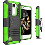LG K8 Holster Case, LG Escape 3 Holster Case, CoverON [Explorer Series] Holster Hybrid Armor Belt Clip Hard Phone Cover For LG K8 (K350N) / LG Escape 3 Case - Green Neon