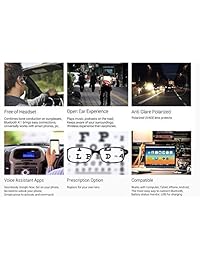 VocalSkull Alien 5 hueso conducción gafas de sol polarizadas auriculares auriculares música estéreo audífono ayuda para deportes correr ciclismo senderismo iOS Android marco negro mate