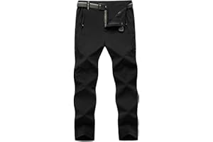 TBMPOY Men's Lightweight Hiking Pants with Belt 5 Zip Pockets Waterproof Quick-Dry Travel Fishing Work Outdoor Pants