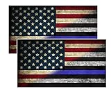Distressed American Flag Thin Blue Line Decals Pack Of Four