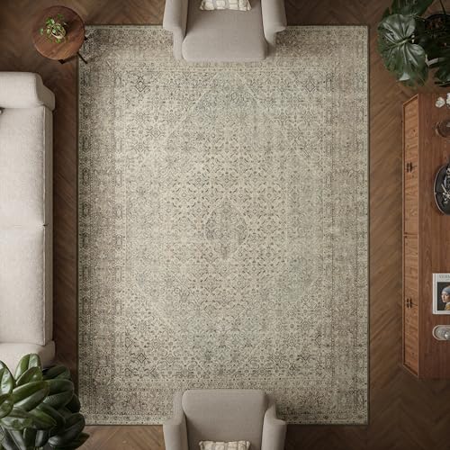 artyrugs Machine Washable Rug Rug, 240x330cm, 75% Recycled Cotton, Short Pile, Non-Slip Backing, Non-Shedding, Suitable for Bedroom, Kitchen, Hallway, Office, Large, Antique Sand