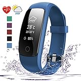 007plus Fitness Tracker HR, D107Plus Heart Rate Monitor Fitness Smart Watch Activity Tracker with Sleep Monitor IP67 Waterproof Pedometer Smart Wristband (Blue)