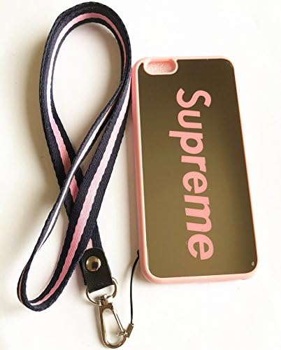 iPhone 6 and 6S Case,Wellfun Reflective Mirror Case Supreme Cover with Soft Neck Lanyard.Shockproof Resistant Case for iPhone 6 and 6S Case 4.7 inch. (Pink)