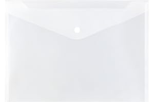 JAM PAPER Plastic Envelopes with Snap Closure - Letter Booklet - 9 3/4 x 13 - Clear - 12/Pack